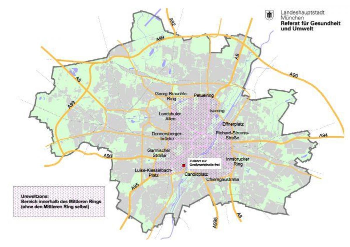 Карта Минхена зелена зона