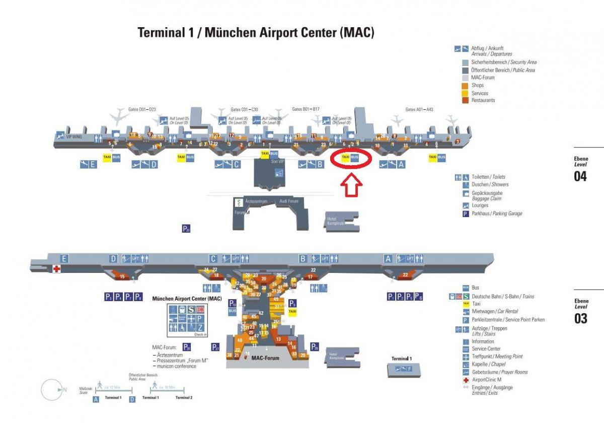 Карта Минхена Терминалу 1 аеродрома