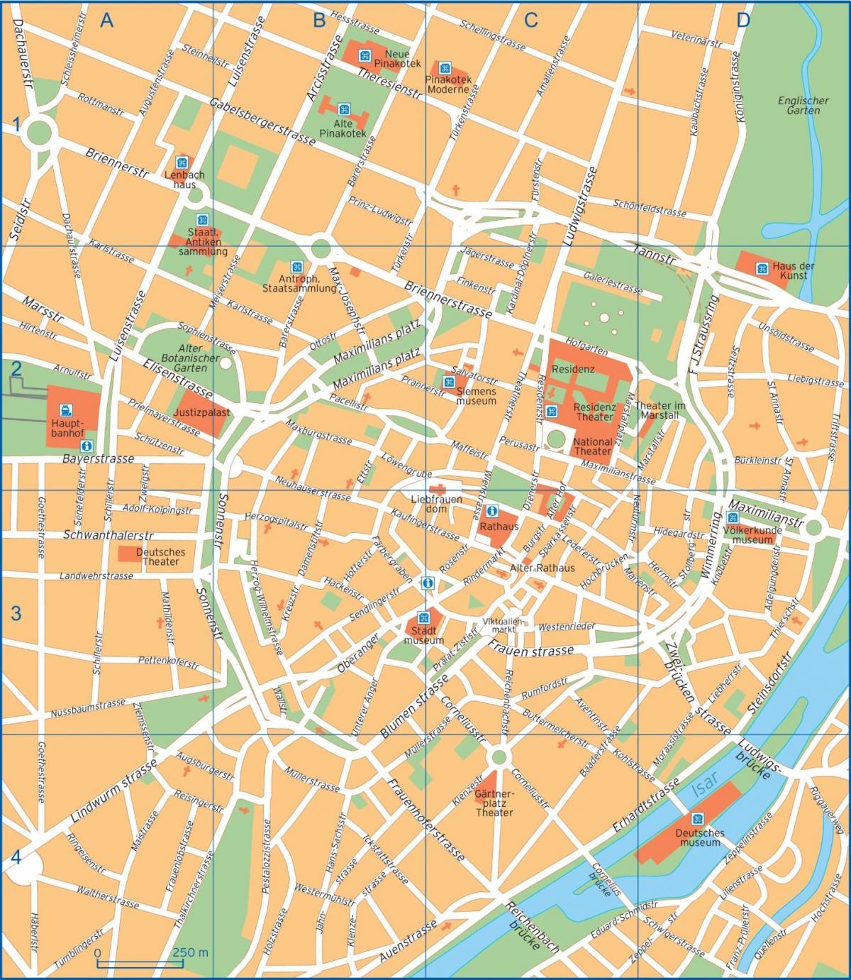 карта улица у Минхену, Немачка