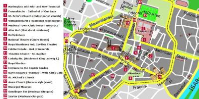 Карта Минхена знаменитости центра града