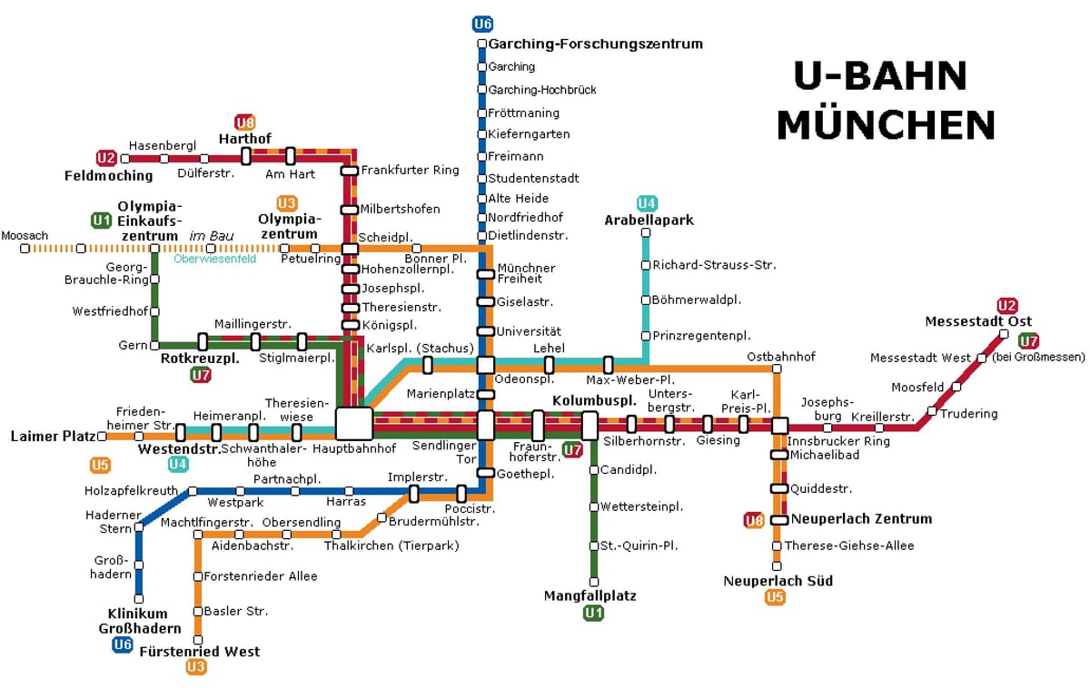 карта метро у Минхену