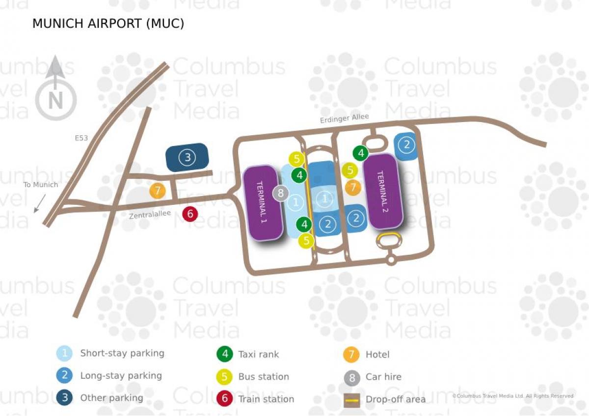 Карта железничке станице у Минхену до аеродрома 