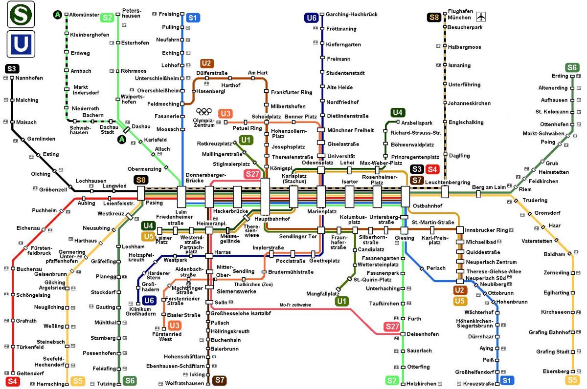 карта метро у Минхену, Немачка