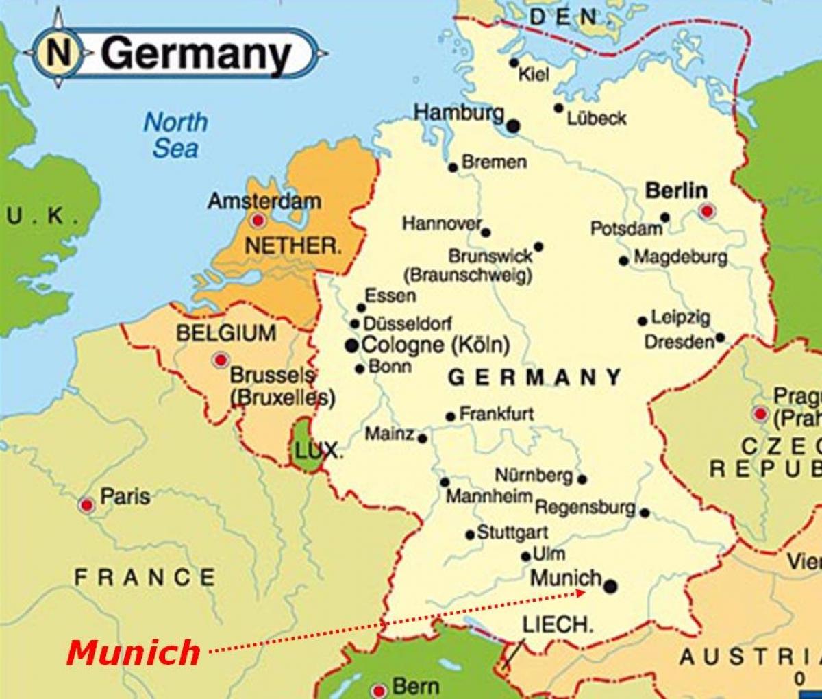Карта Европе У Минхену