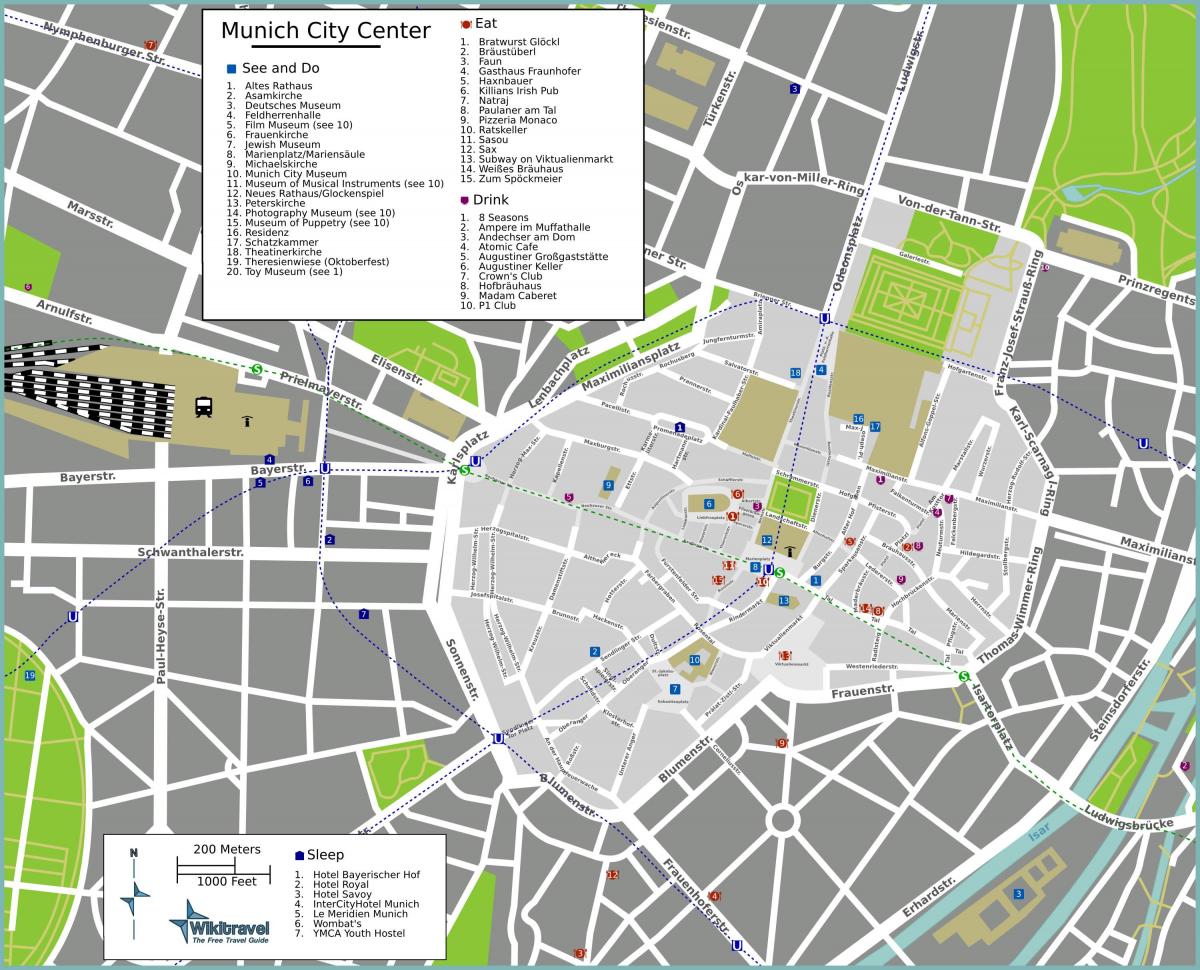 туристичка карта Минхена знаменитости