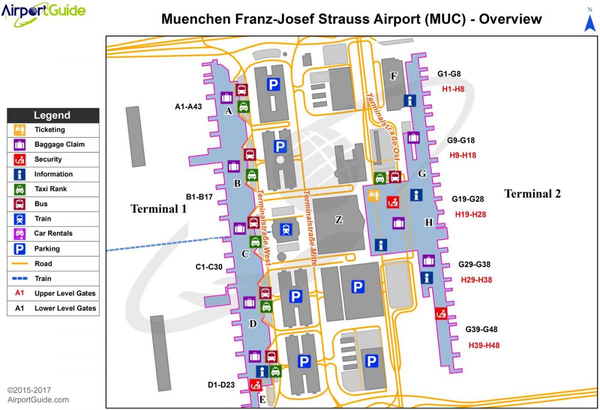 међународни аеродром у Минхену мапи