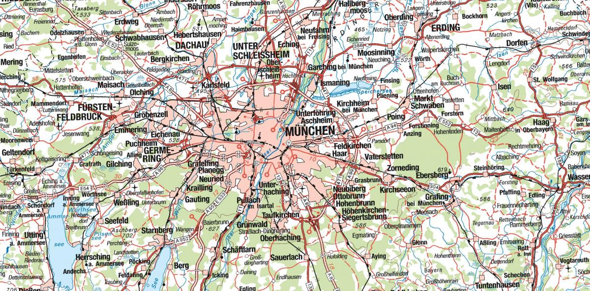 Карта Минхена и околних градова