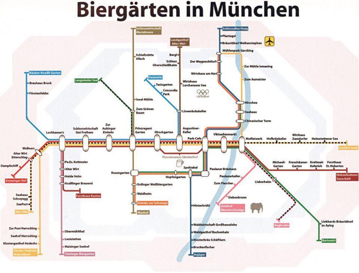 Карта Минхена пиво врт